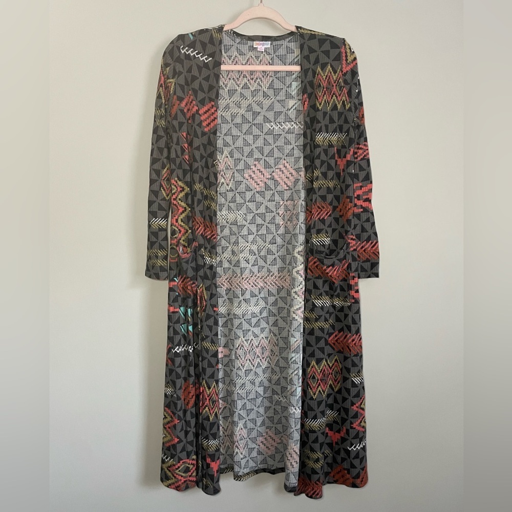 Geometric Lularoe Sarah Long Cardigan